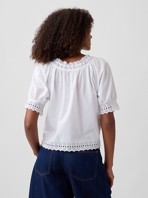 Image number 2 showing, Relaxed Embroidered Tie-Front Top