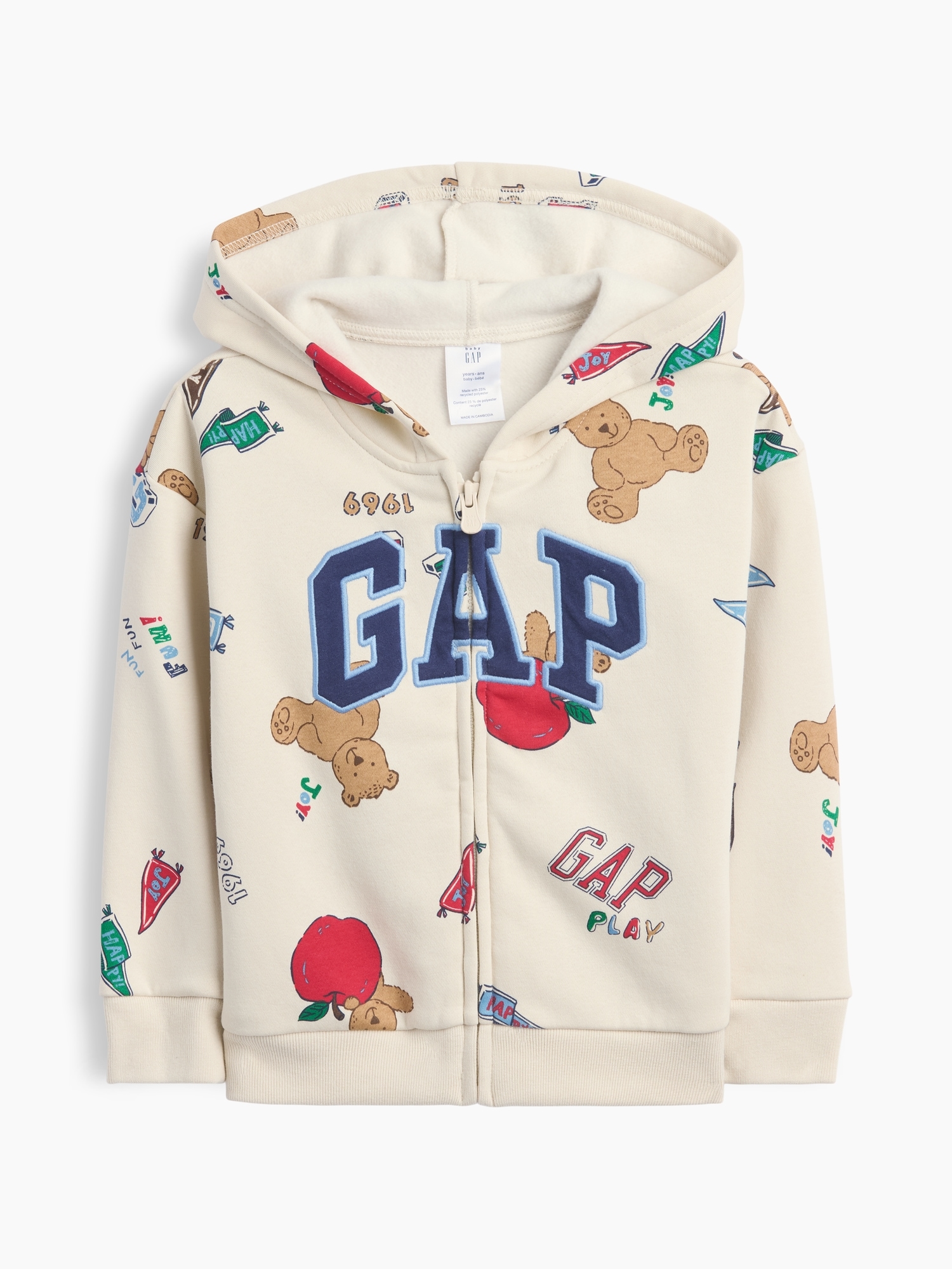 babyGap Relaxed Print Logo Zip Hoodie
