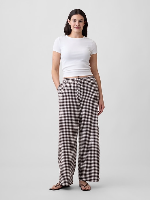 Image number 5 showing, Mid Rise Pull-On Wide-Leg Linen-Blend Pants