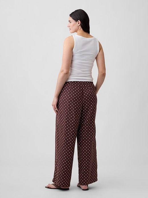 Image number 6 showing, Mid Rise Pull-On Wide-Leg Linen-Blend Pants