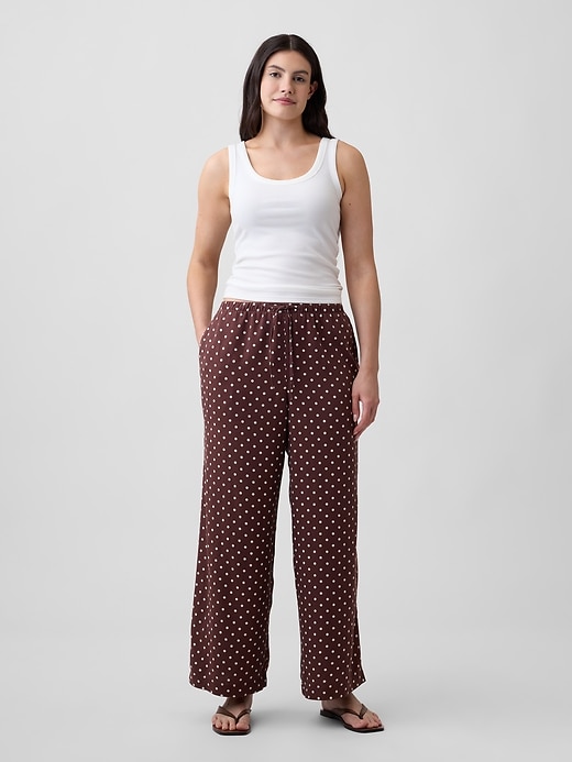 Image number 5 showing, Mid Rise Pull-On Wide-Leg Linen-Blend Pants