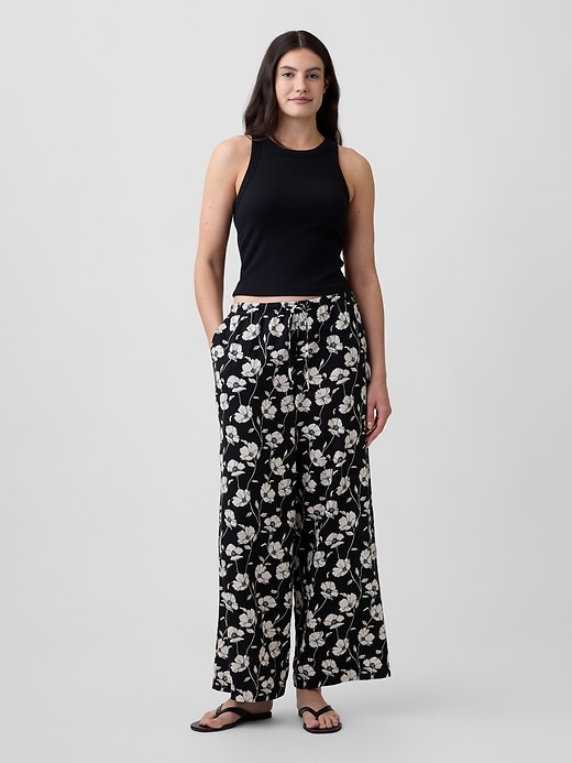 Image number 5 showing, Mid Rise Pull-On Wide-Leg Linen-Blend Pants