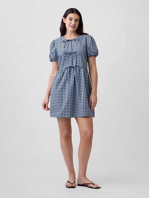 Image number 4 showing, Puff Sleeve Tie-Front Mini Dress