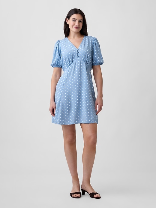 Image number 4 showing, Puff Sleeve V-Neck Mini Dress