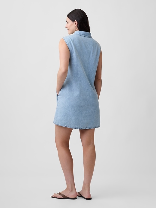 Gap Factory Women's Sleeveless Collared Denim Mini Dress Light Wash Size XXL