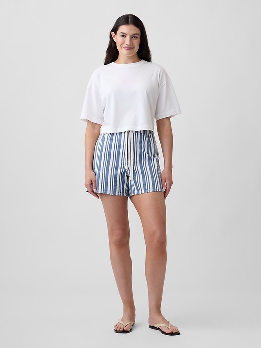 Image number 5 showing, Drawstring Denim Midi Shorts