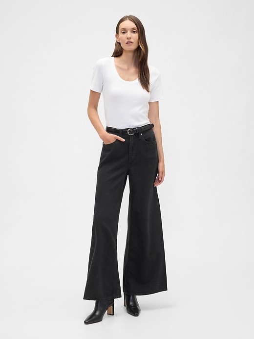 Image number 1 showing, High Rise SuperLight Palazzo Jeans