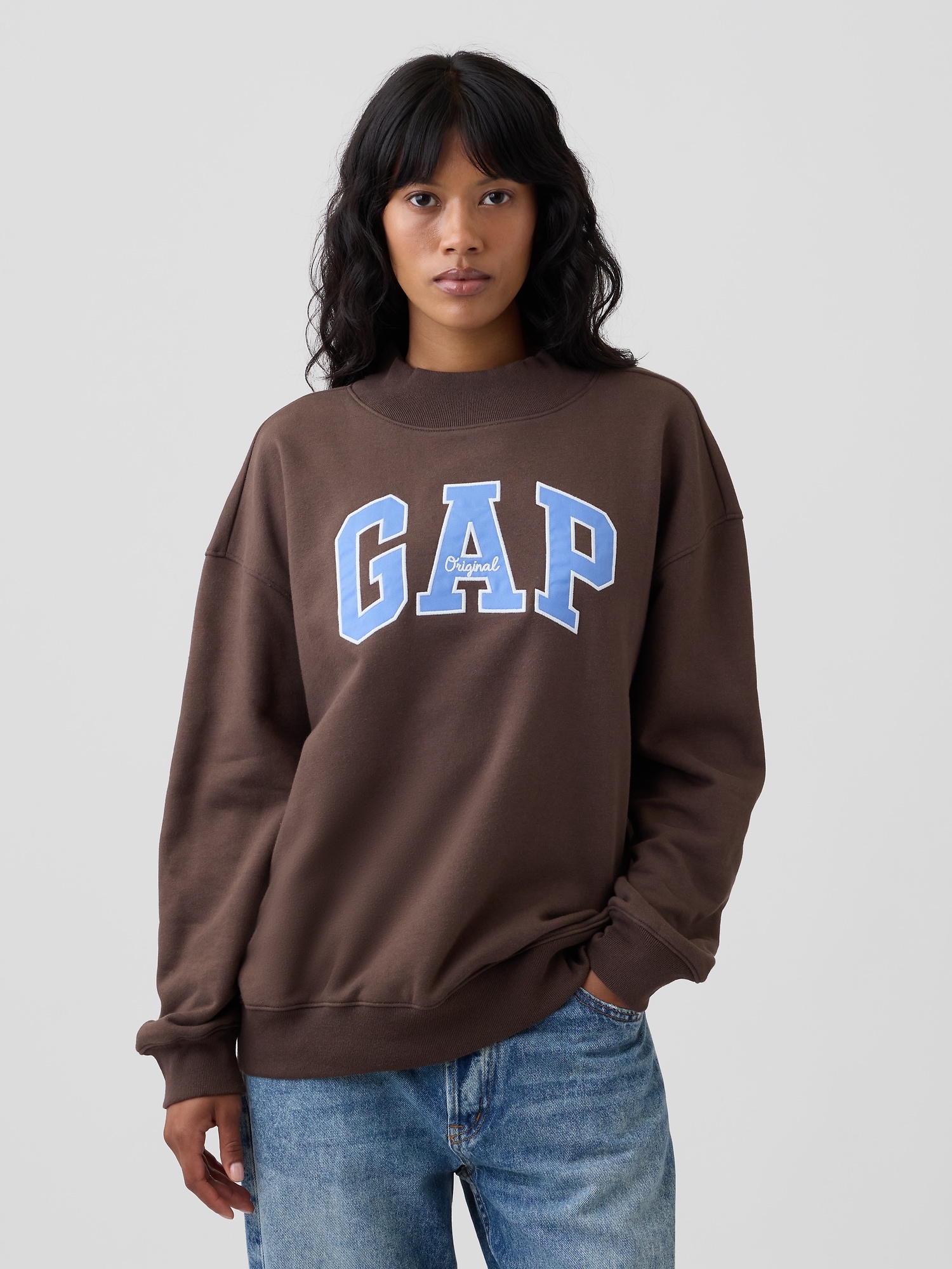 Oversized Gap Logo Mockneck Tunic Sweatshirt