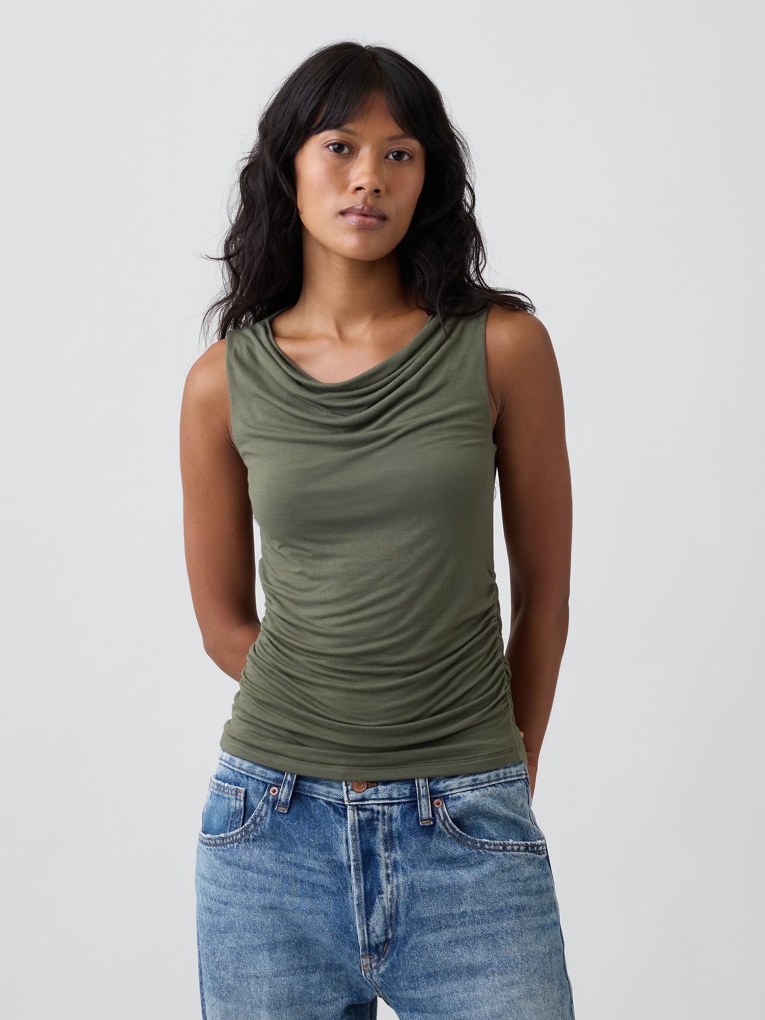 Sleeveless Cowl-Neck Top