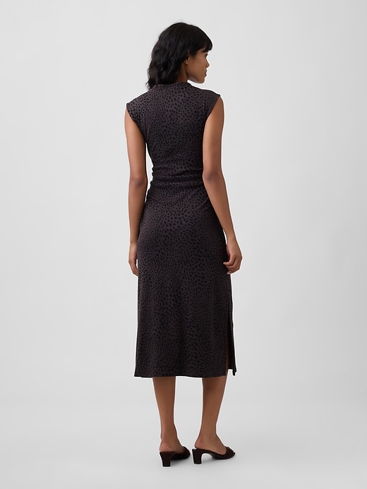 Image number 2 showing, Modern Ribbed Sleeveless Mockneck Midi Dress