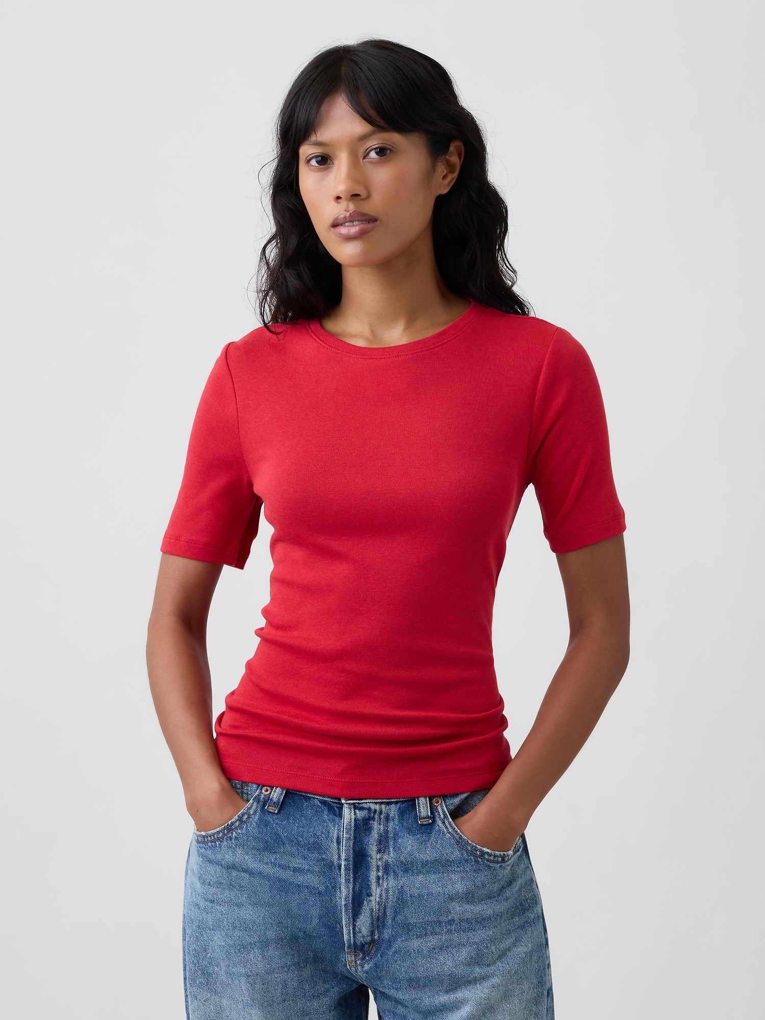 Modern Ribbed Crewneck T-Shirt