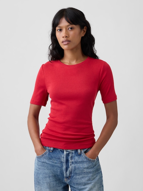 Modern Ribbed Crewneck T-Shirt