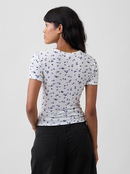 Image number 2 showing, Essential Ribbed Pointelle Crewneck T-Shirt