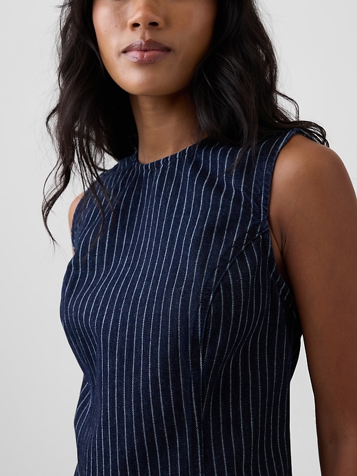 Image number 3 showing, Sleeveless Stripe Denim Mini Dress