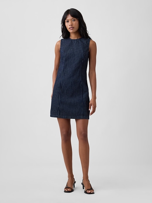 Image number 1 showing, Sleeveless Stripe Denim Mini Dress