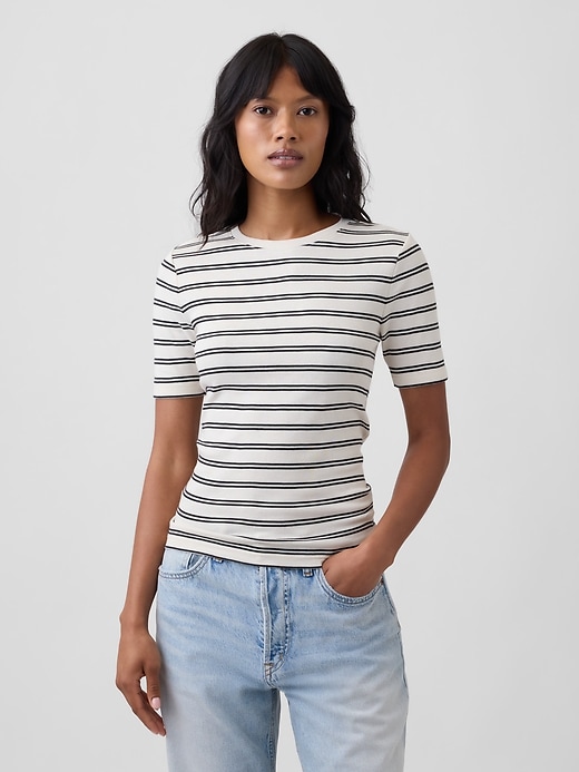 Image number 1 showing, Modern Ribbed Crewneck T-Shirt
