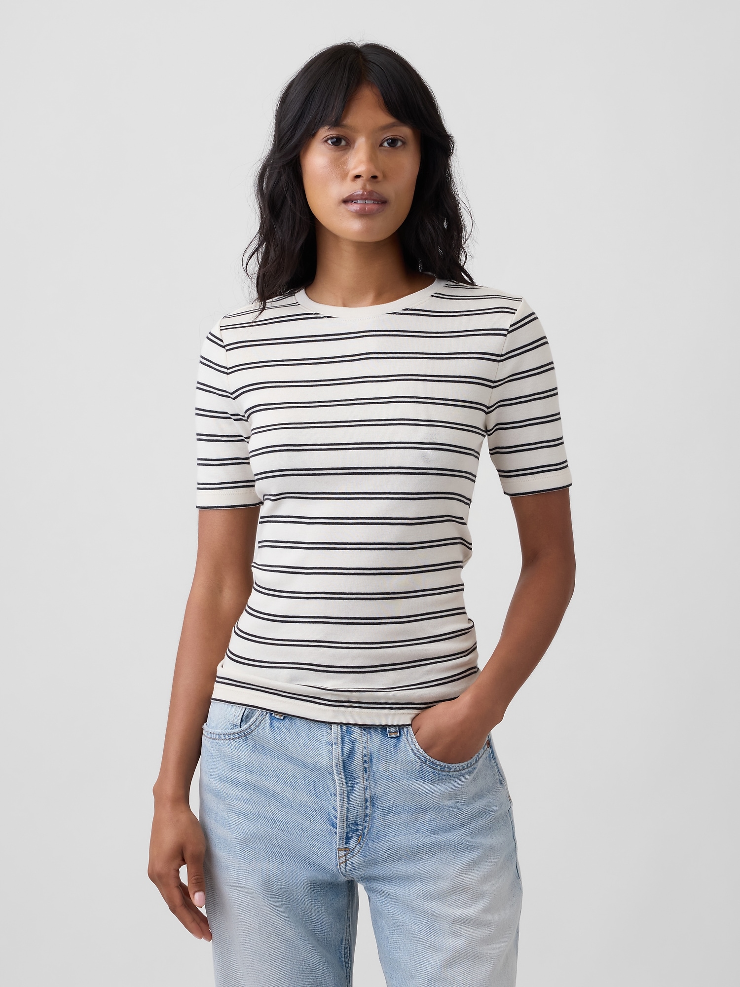 Modern Ribbed Crewneck T-Shirt