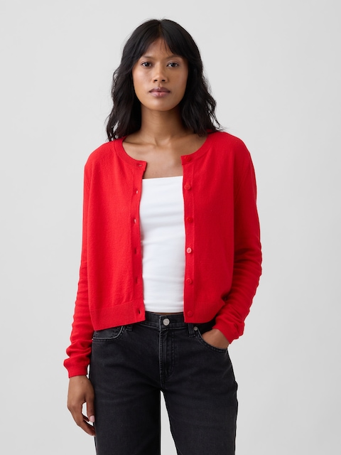 CashSoft Cropped Crewneck Cardigan