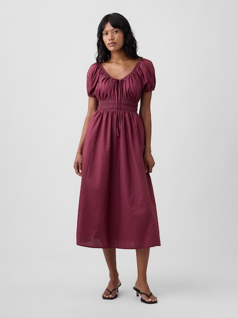 Puff Sleeve V-Neck Maxi Dress