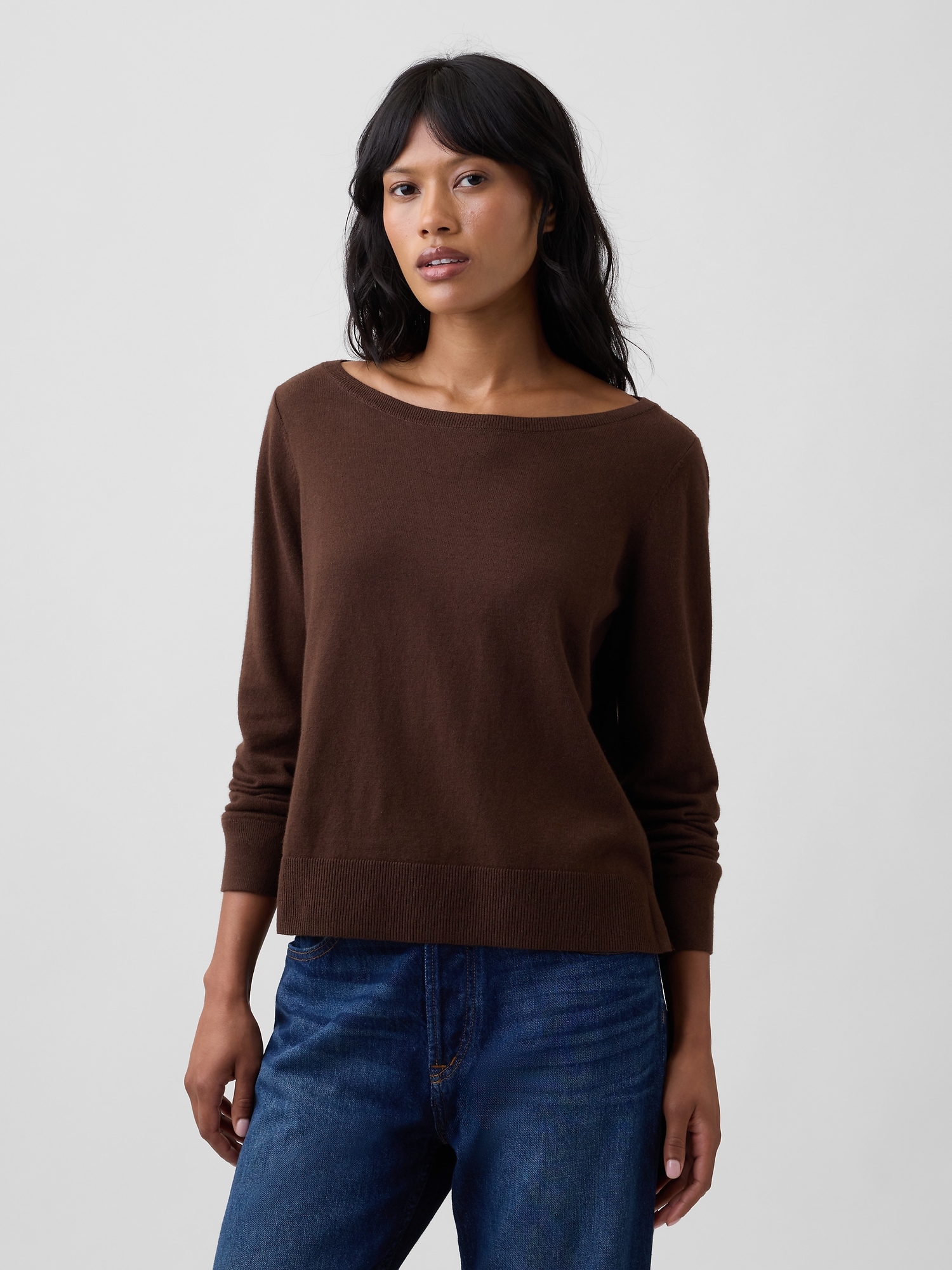 Relaxed Jersey Boatneck Sweater