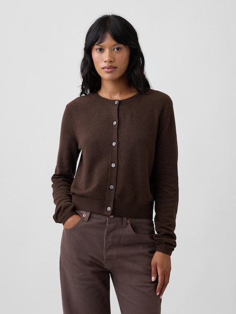 CashSoft Cropped Crewneck Cardigan
