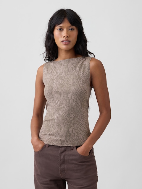 Sleeveless Boatneck Tank Top