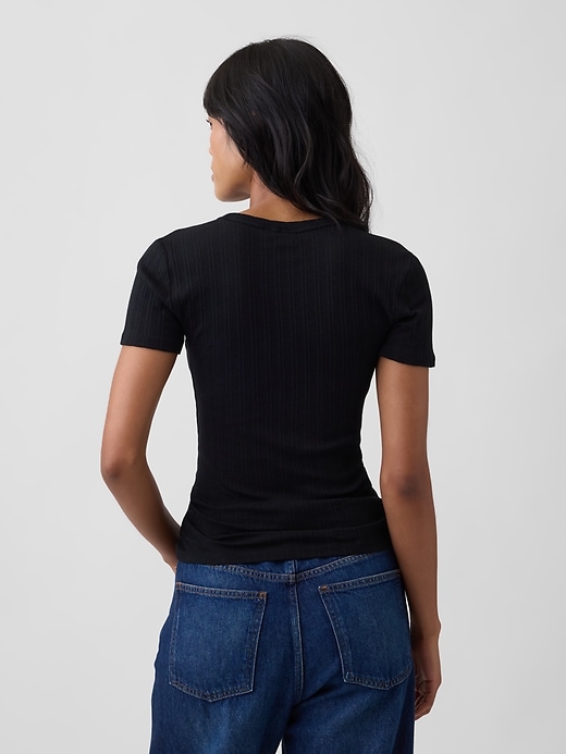 Image number 2 showing, Essential Ribbed Pointelle Crewneck T-Shirt