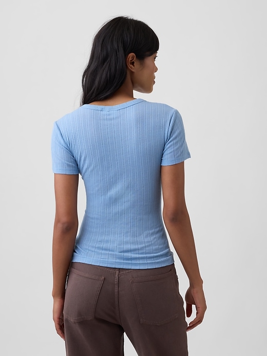 Image number 2 showing, Essential Ribbed Pointelle Crewneck T-Shirt