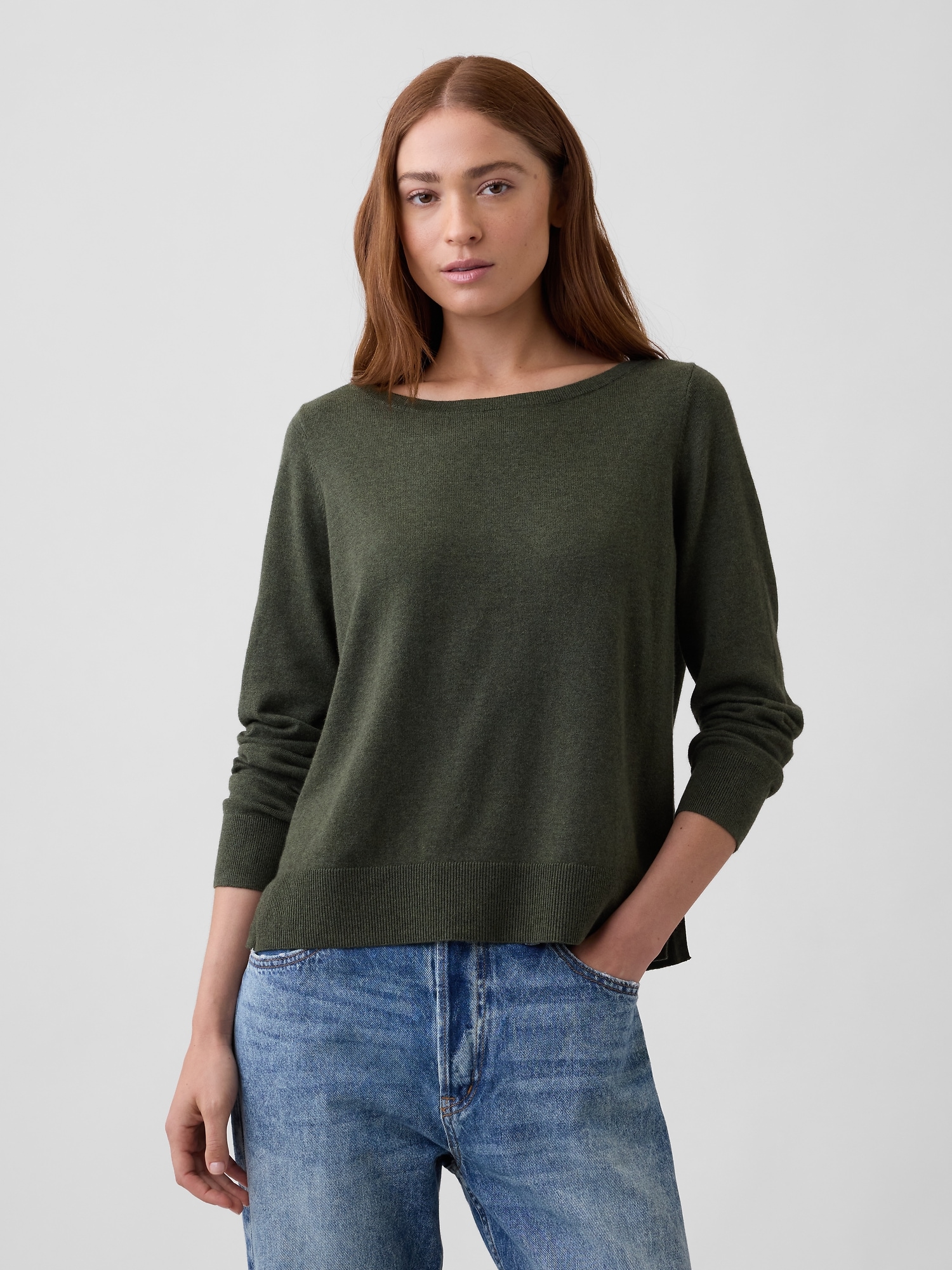 Relaxed Jersey Boatneck Sweater
