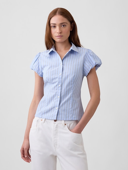 Image number 1 showing, Poplin Puff Sleeve Shirt