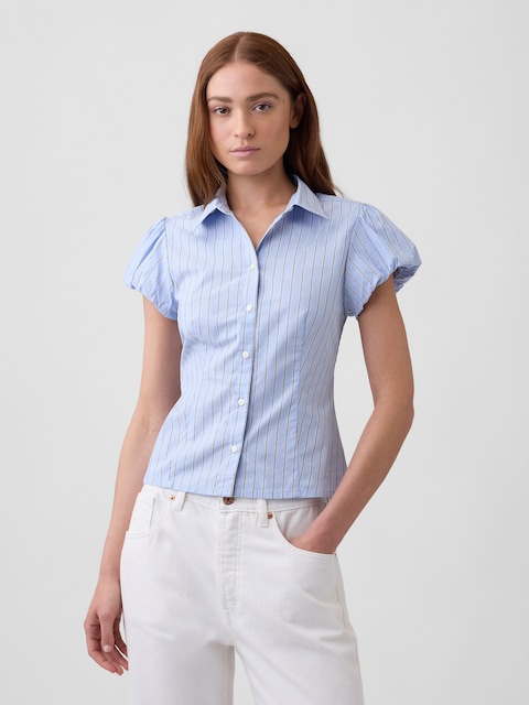 Poplin Puff Sleeve Shirt