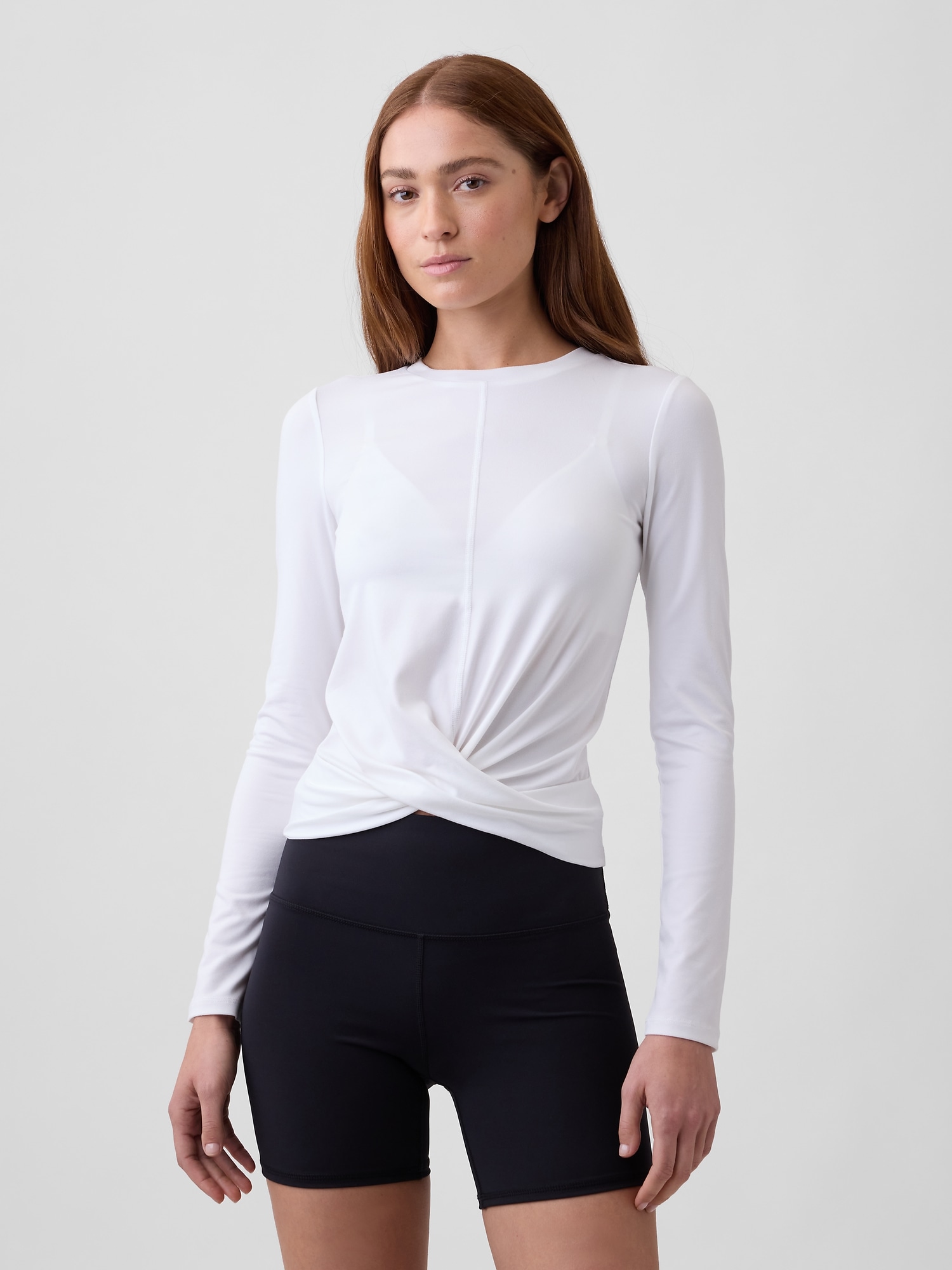 GapFit Brushed Jersey Crossover Top