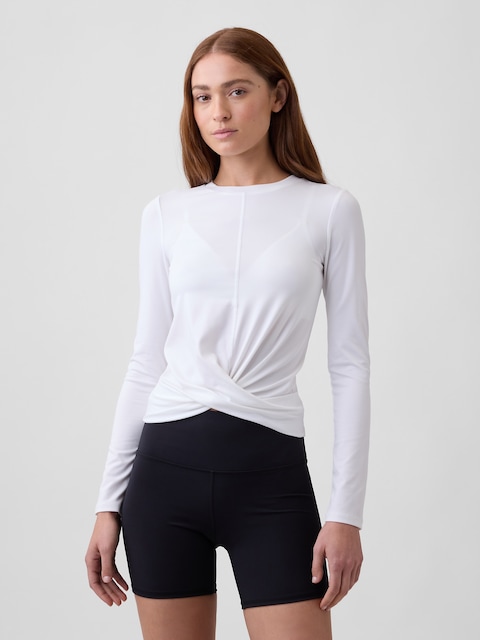 GapFit Brushed Jersey Crossover Top
