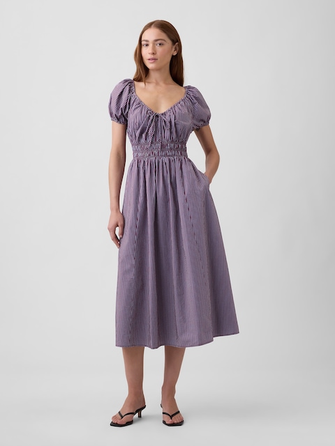 Puff Sleeve V-Neck Maxi Dress