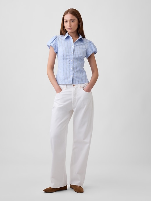 Image number 3 showing, Poplin Puff Sleeve Shirt