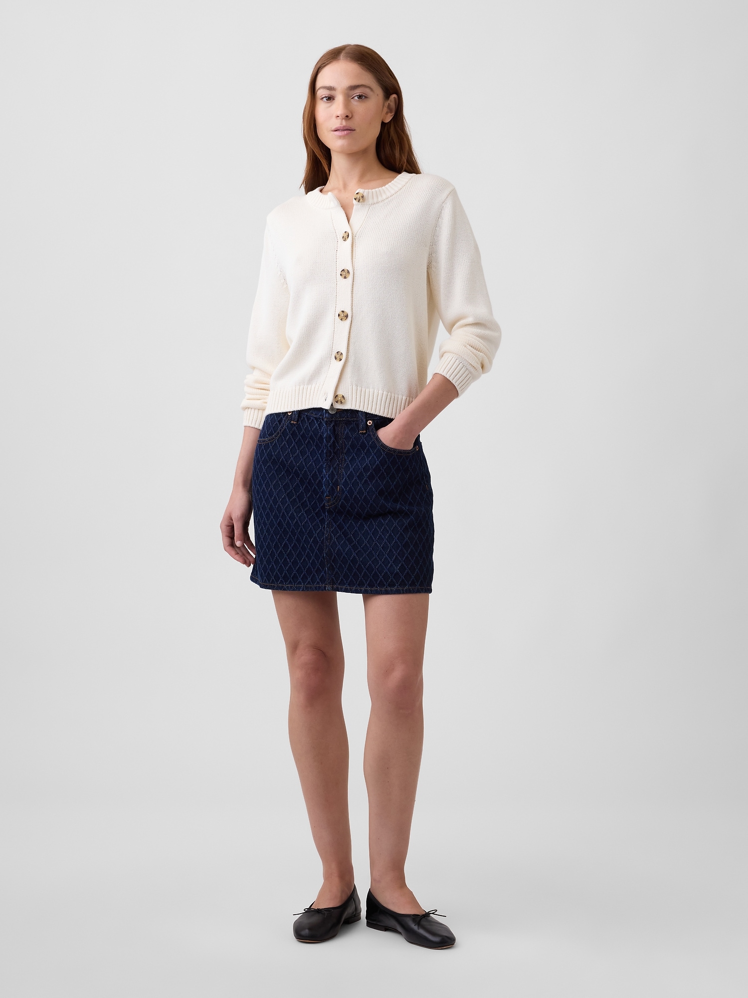 Textured Denim Mini Skirt