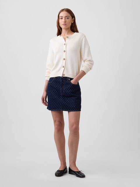 Textured Denim Mini Skirt