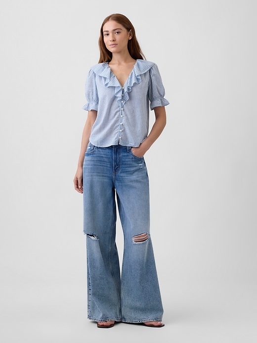 Image number 3 showing, Relaxed V-Neck Ruffle Top