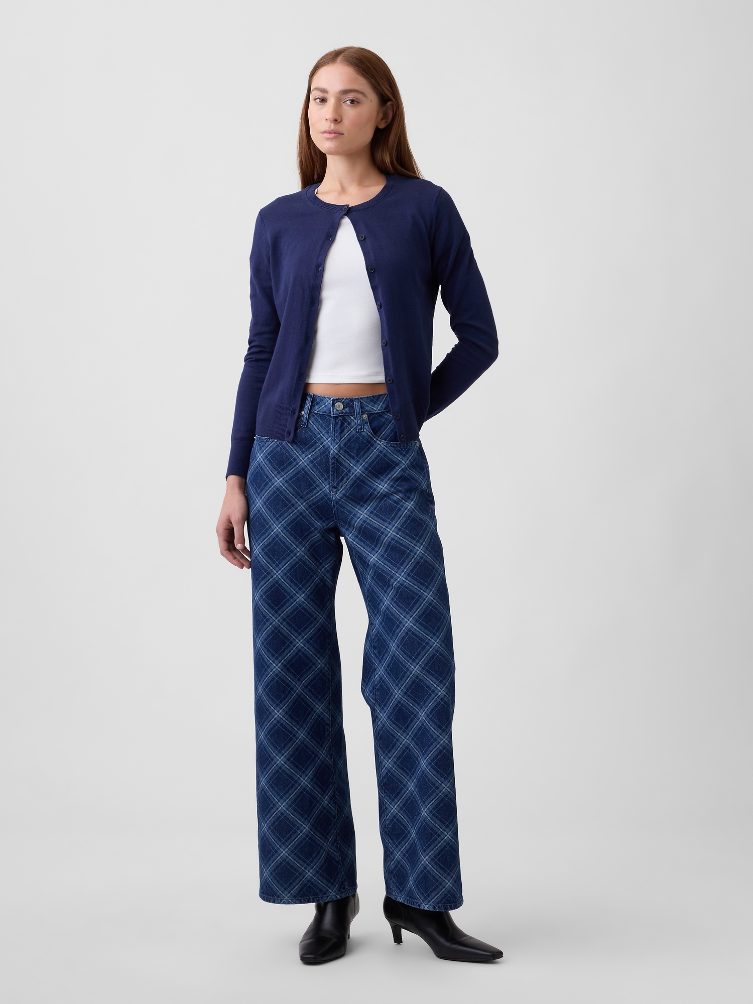 High Rise Print Wide-Leg Jeans