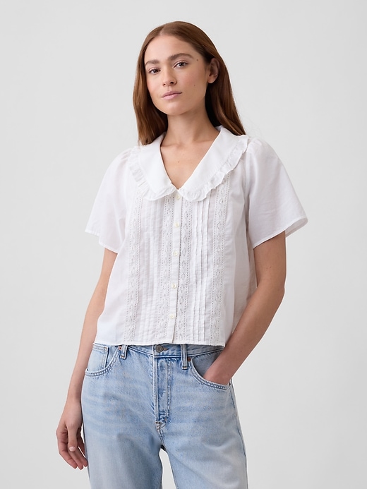 Image number 1 showing, Relaxed Lace-Trim Top