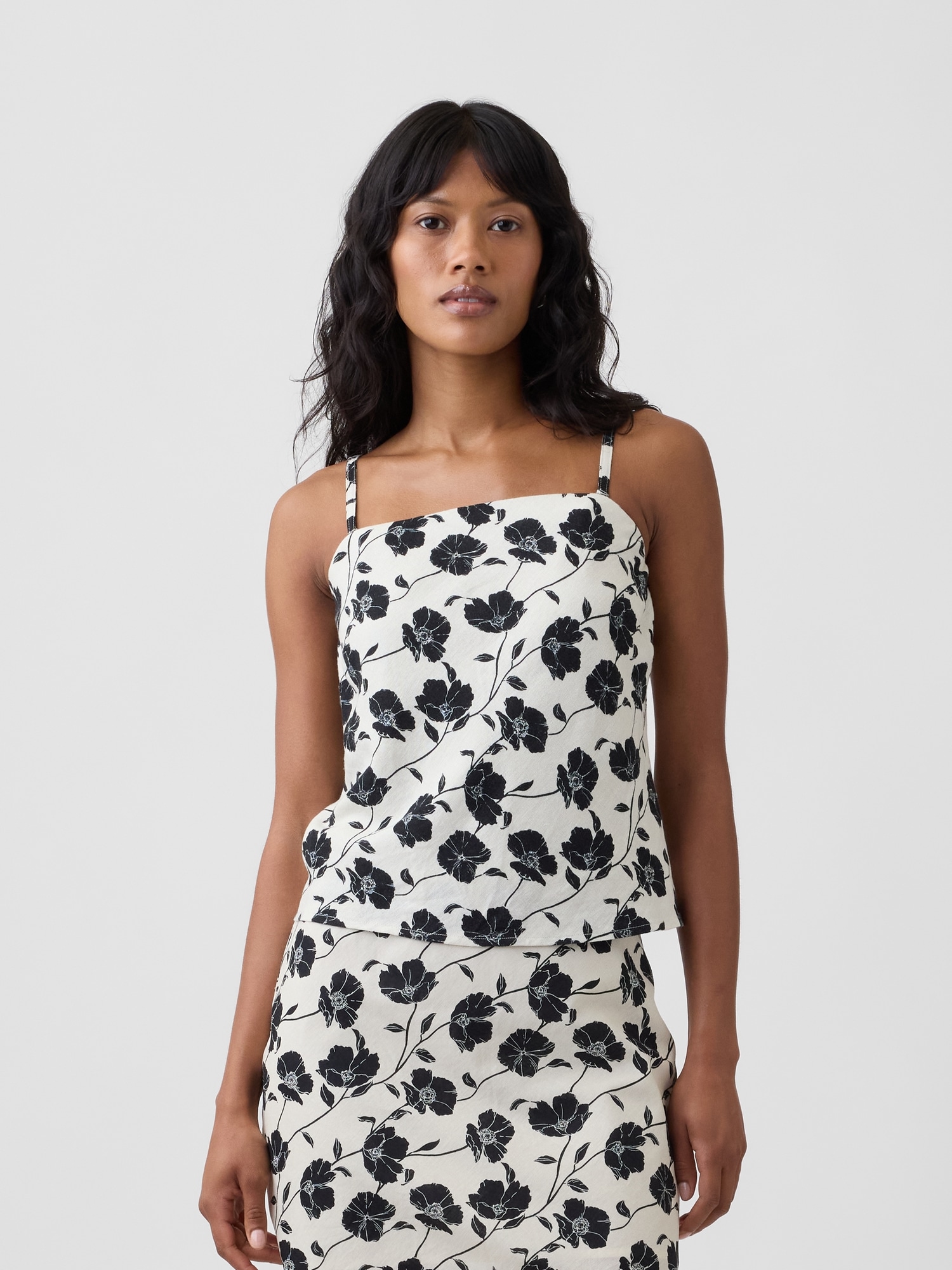 Linen-Blend Bias-Cut Top