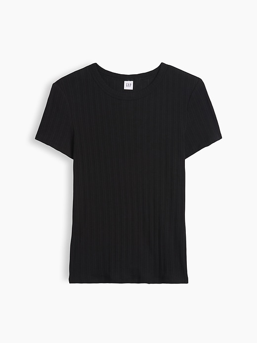 Image number 5 showing, Essential Ribbed Pointelle Crewneck T-Shirt