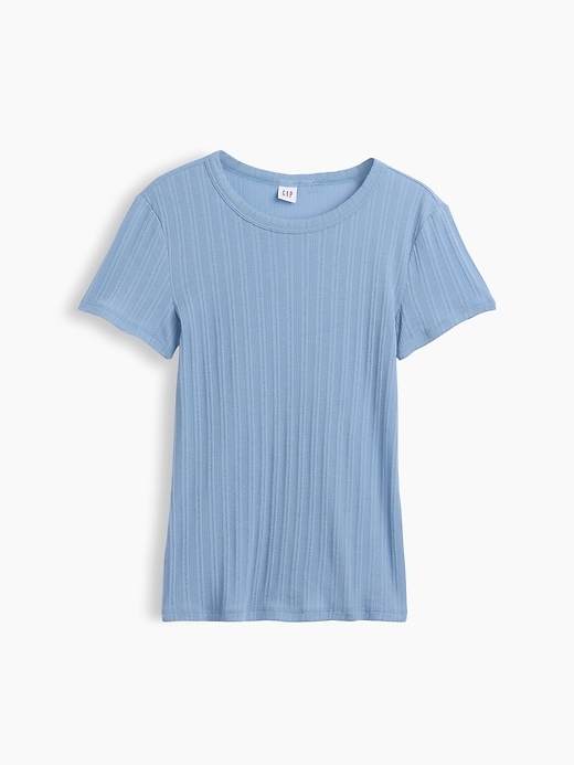 Image number 5 showing, Essential Ribbed Pointelle Crewneck T-Shirt