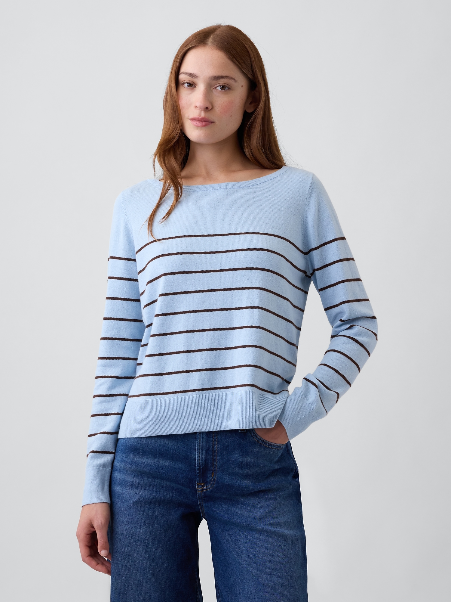 Relaxed Jersey Boatneck Sweater