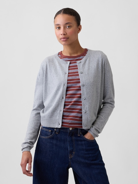CashSoft Cropped Crewneck Cardigan
