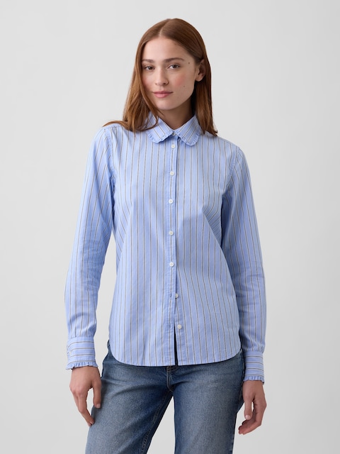 Classic Ruffle-Collar Cotton Shirt