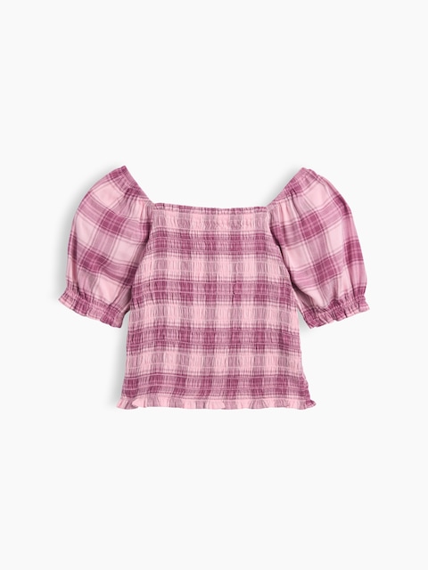 Kids Puff Sleeve Smocked Peplum Top