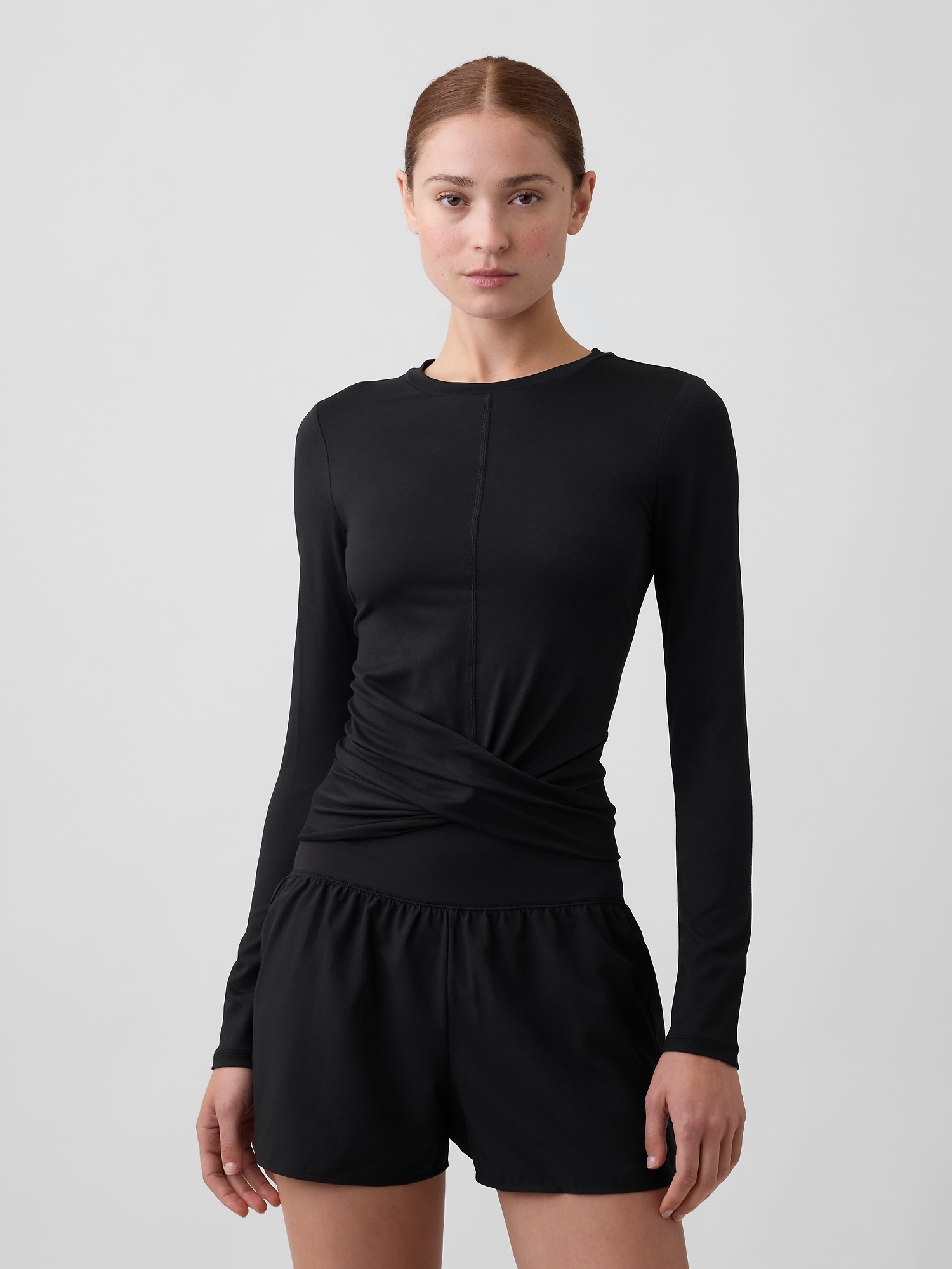 GapFit Brushed Jersey Crossover Top