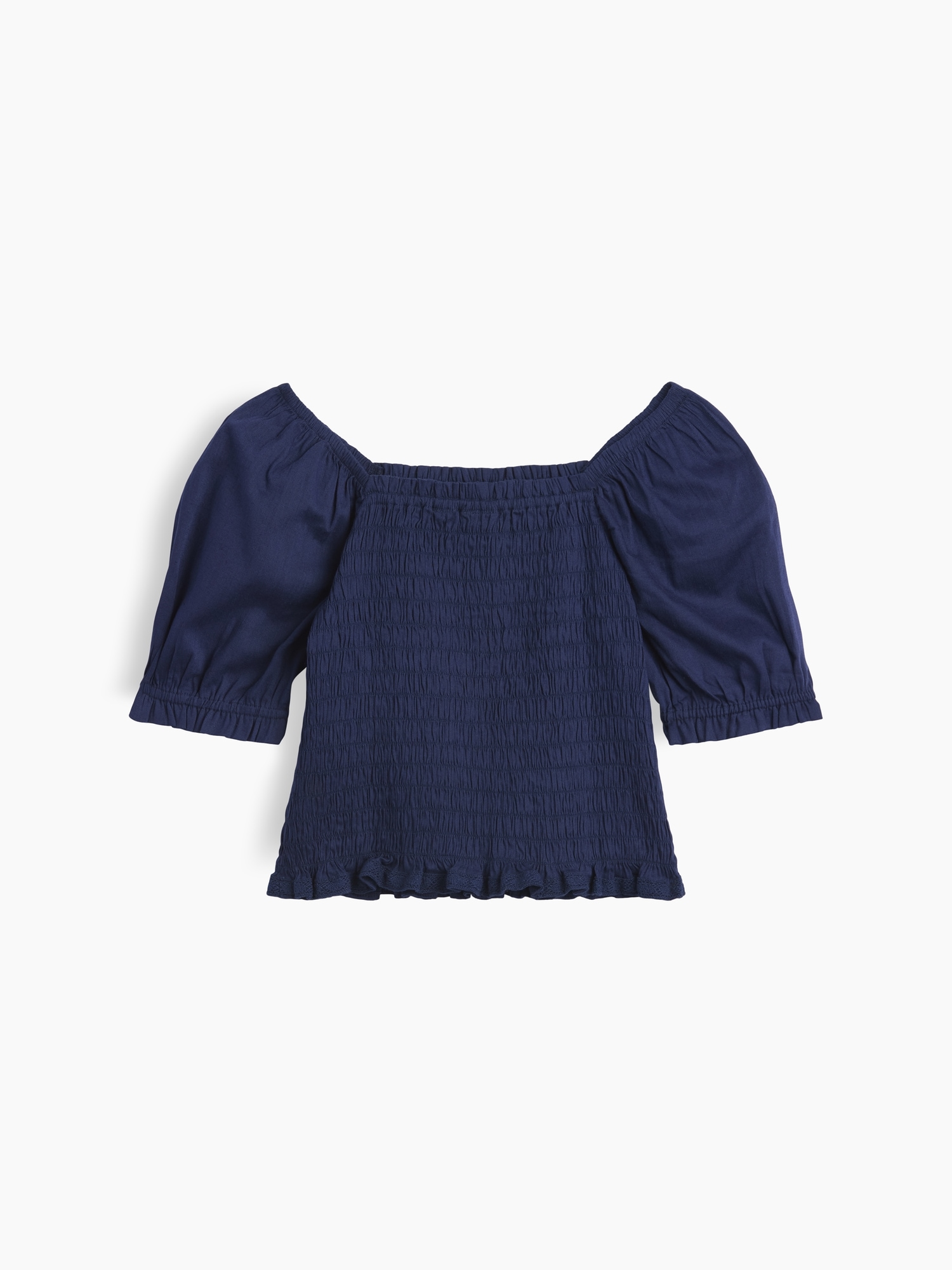 Kids Puff Sleeve Smocked Peplum Top