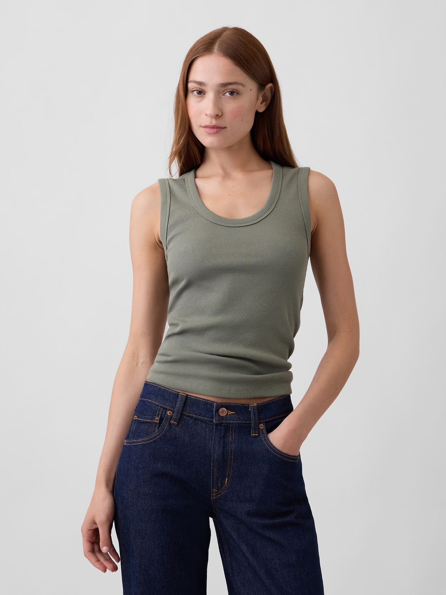 Ribbed Scoopneck Tank Top
